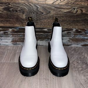 Dr. Martens White Quad Platform Chelsea Boots